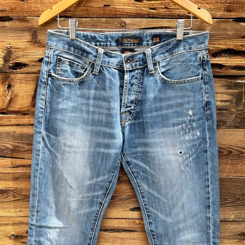 Ed Hardy Light Blue Straight Leg Jeans - Picture 3 of 8